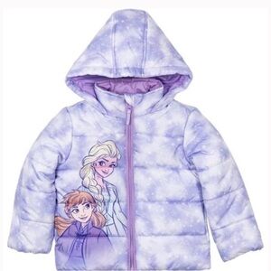 Disney Frozen Elsa and Anna Purple Kids Puffer Jacket 4T